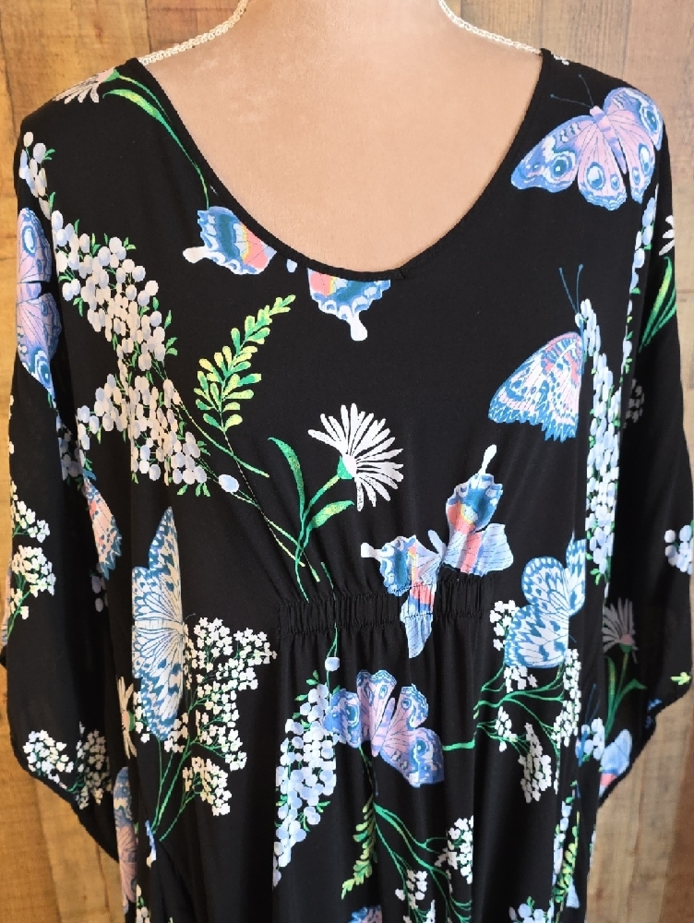 Black Floral Maxi Dress with Blue Accents - Picture 5 of 9